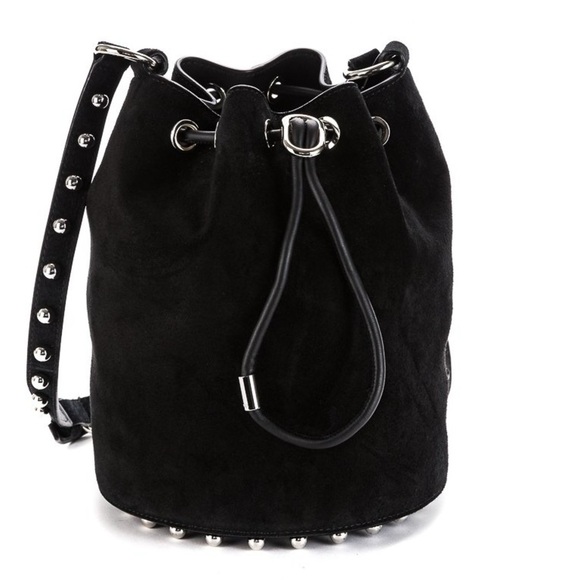 Alexander Wang Alpha Leather Studded Drawstring Bucket Bag - Picture 1 of 13